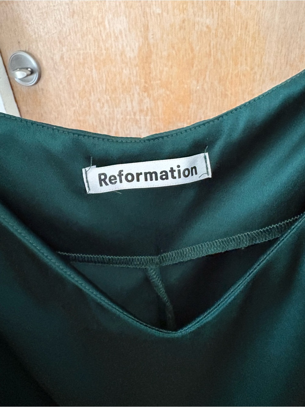 Reformation Emerald Green Slip Dress with Side Slit 100% Silk - Picture 3 of 4